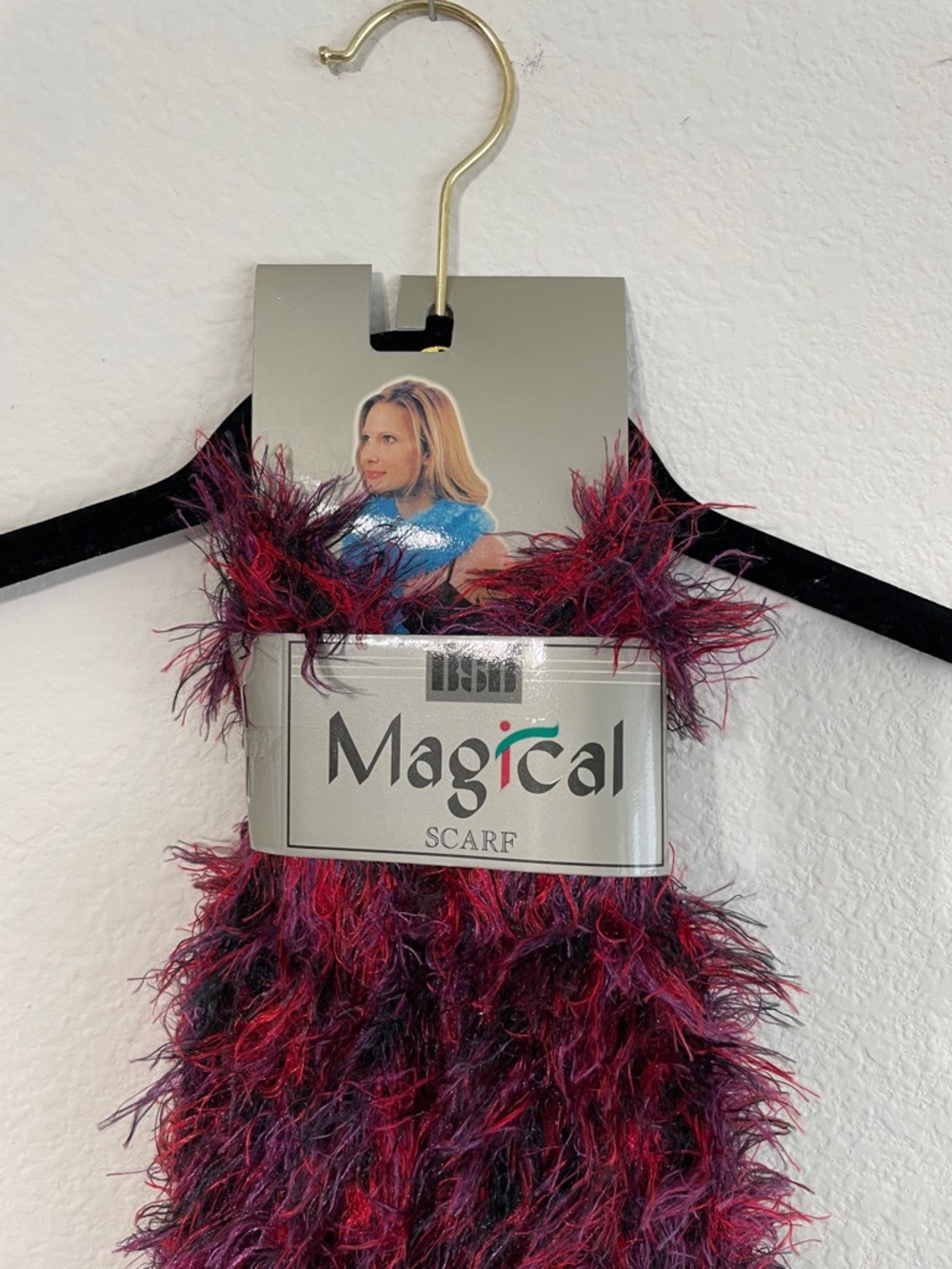 Magic Burgundy and Purple Fuzzy Feather Scarf - Picture 2 of 6